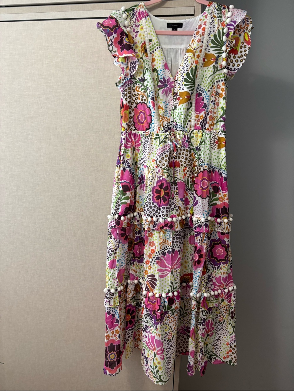 J. Crew Ratti retro Floral pom Pom Maxi Dress size 8 - Picture 2 of 8